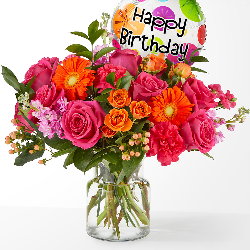 Fiesta Bouquet with Birthday Balloon – Eventos Galindo, Chicago IL