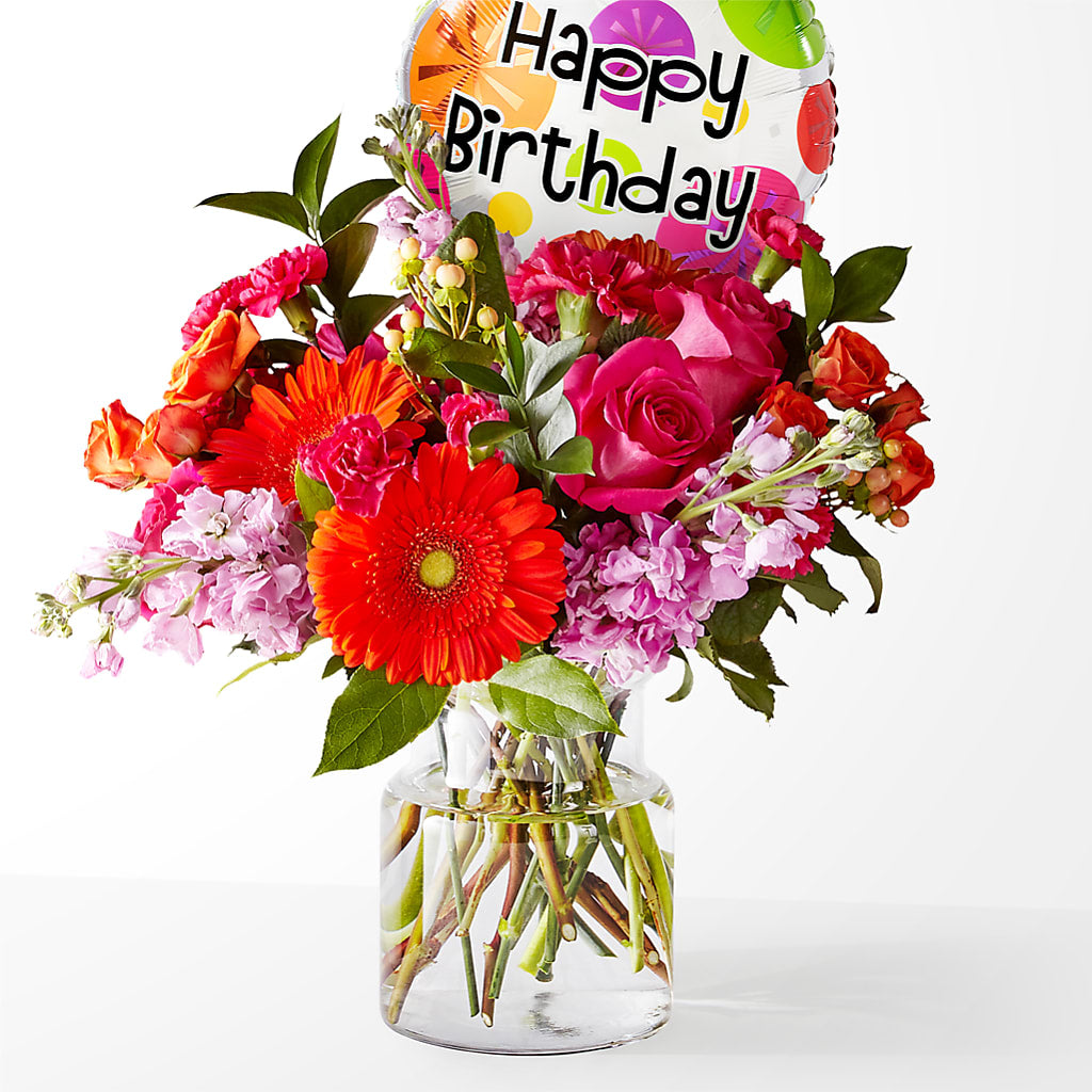Fiesta Bouquet with Birthday Balloon – Eventos Galindo, Chicago IL