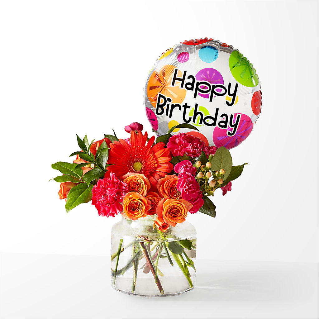 Fiesta Bouquet with Birthday Balloon – Eventos Galindo, Chicago IL