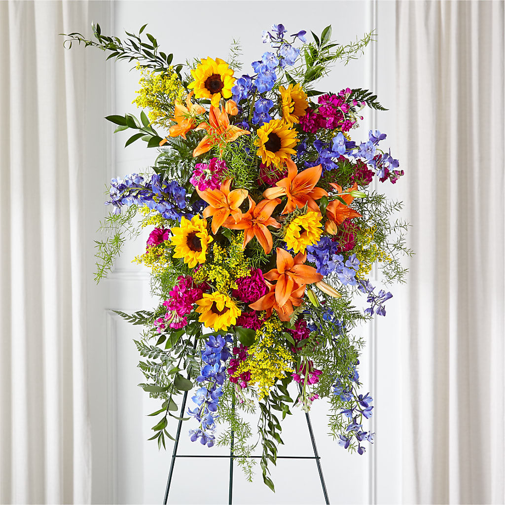 Sunlit Memories Standing Spray (Standard) – Eventos Galindo, Chicago IL