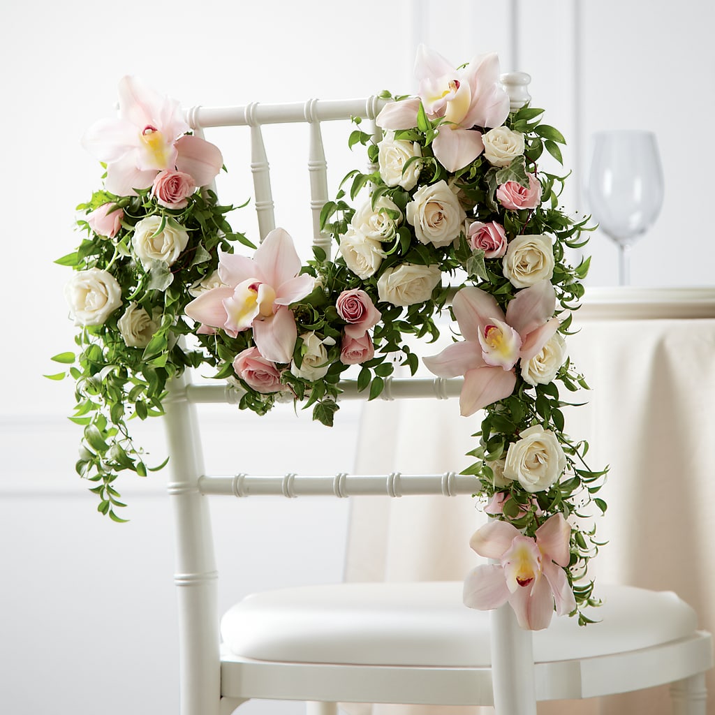 Orchid Rose Chair Décor – Eventos Galindo, Chicago IL