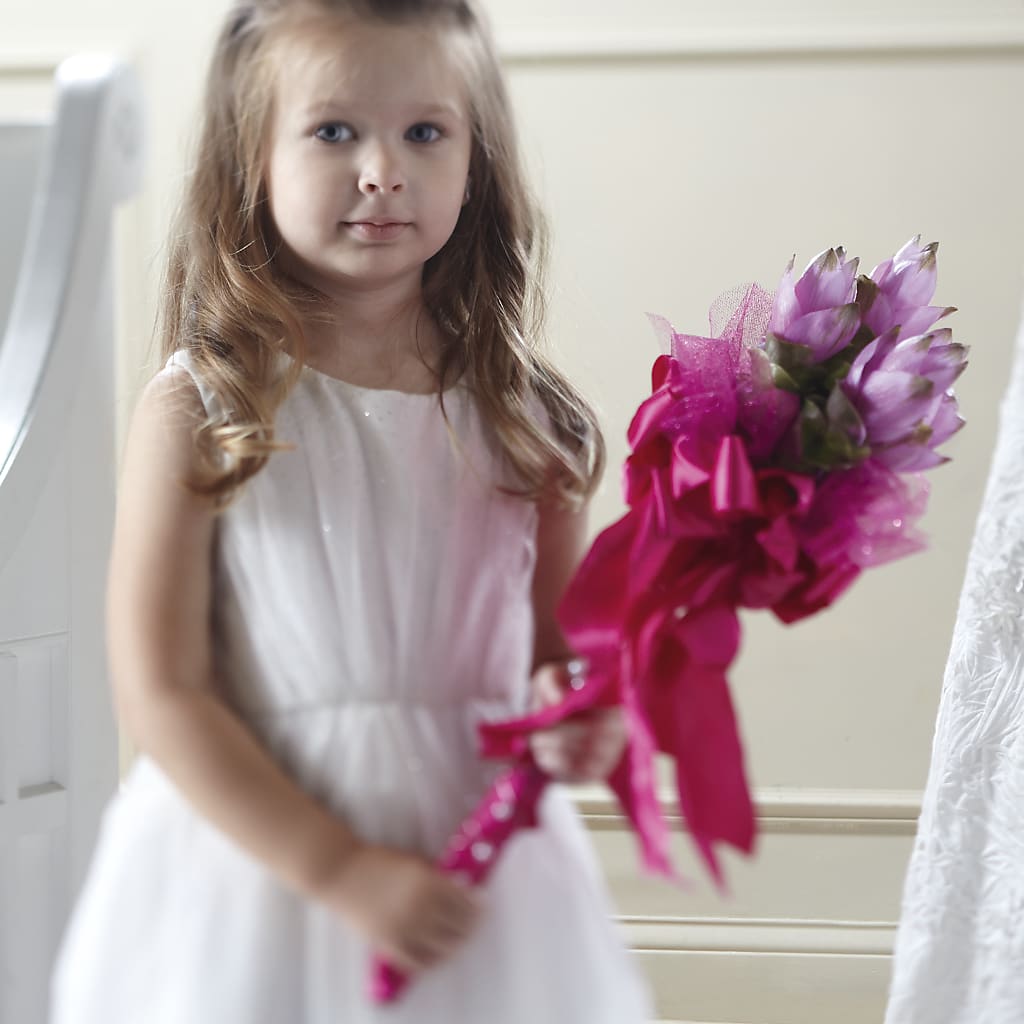 Sparkle Pink Flower Girl Bouquet – Eventos Galindo, Chicago IL