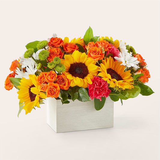 Sun-drenched Blooms Box Bouquet –  Eventos Galindo, Chicago IL