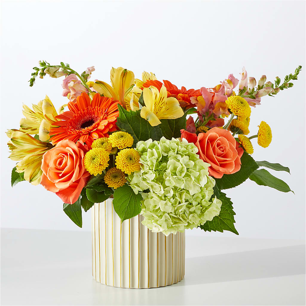 Autumn Sunshine Bouquet with Ivory Vase –  Eventos Galindo, Chicago IL