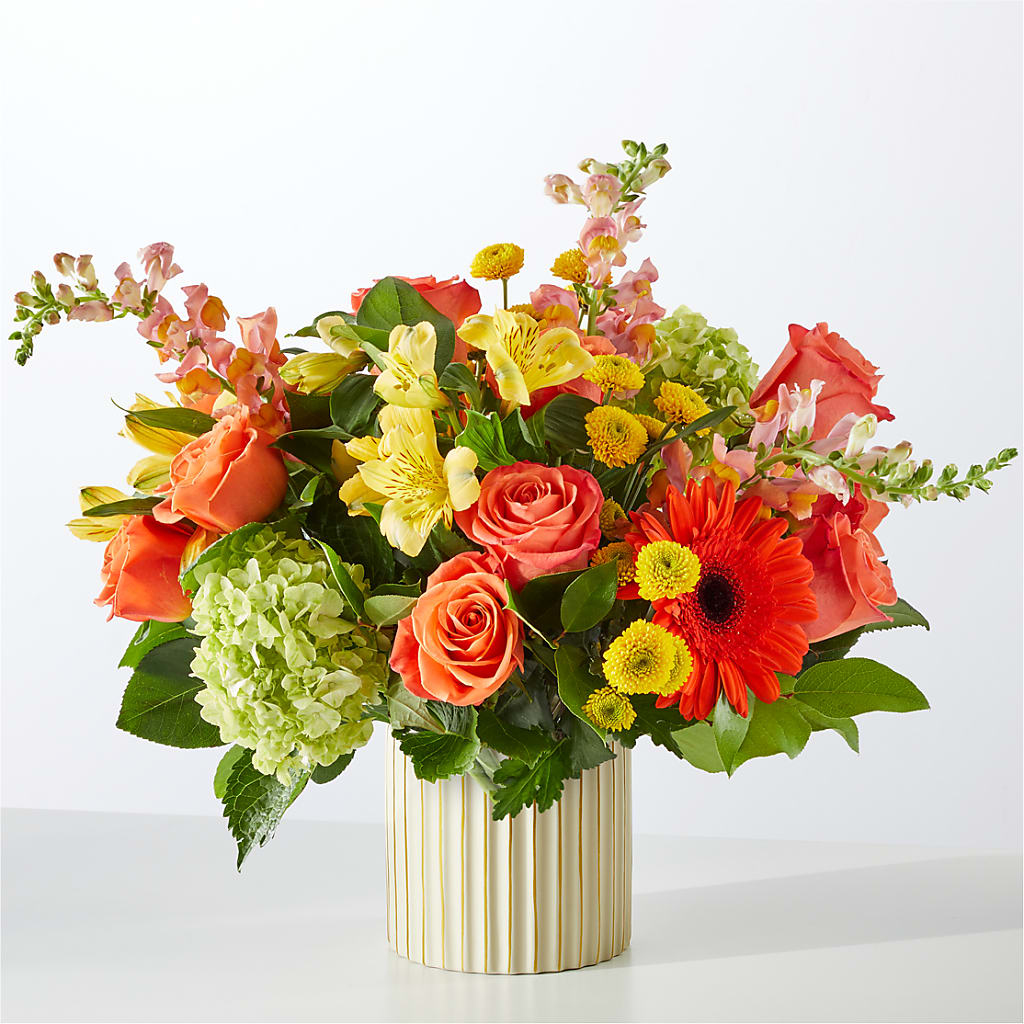 Autumn Sunshine Bouquet with Ivory Vase –  Eventos Galindo, Chicago IL
