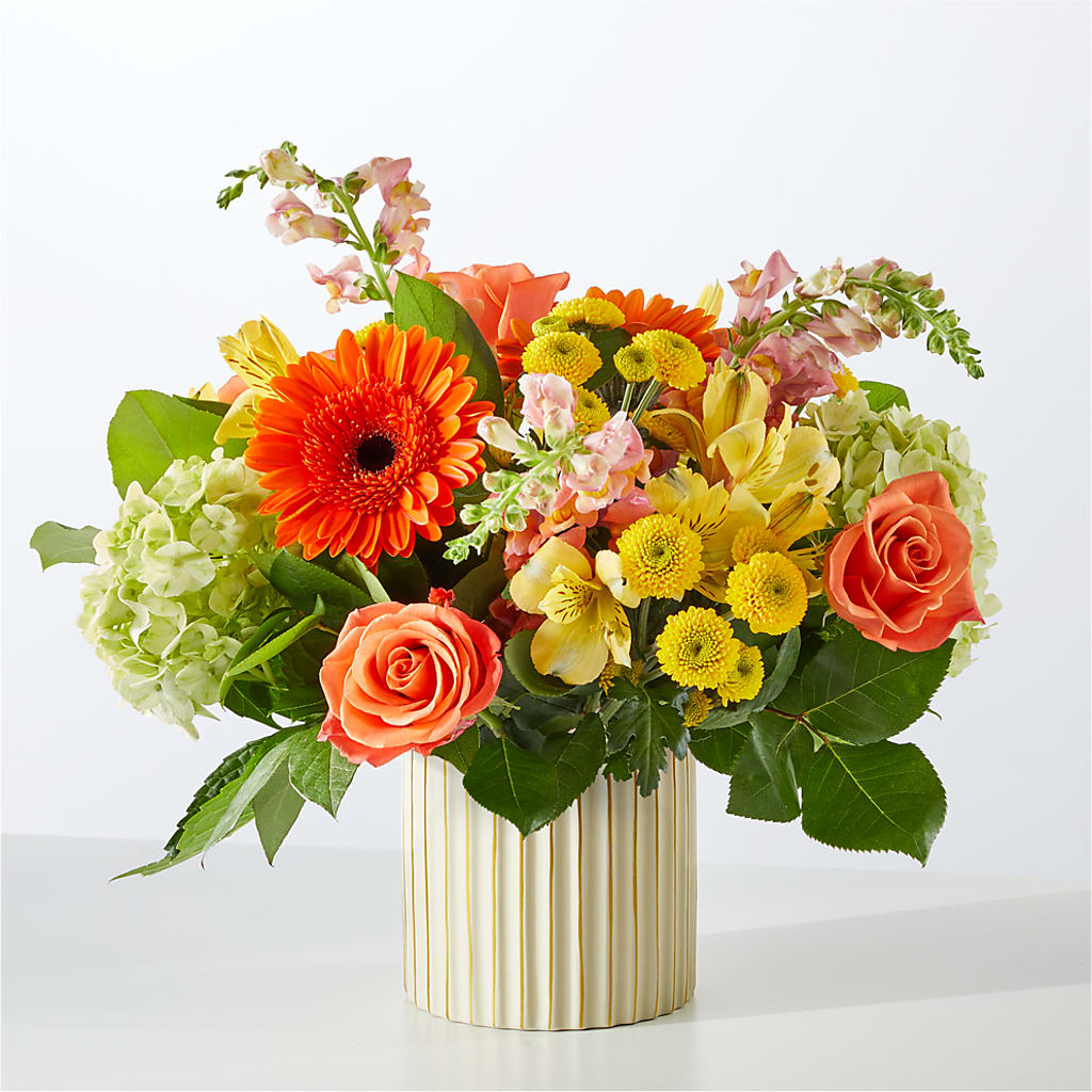 Autumn Sunshine Bouquet with Ivory Vase –  Eventos Galindo, Chicago IL