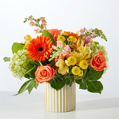 Autumn Sunshine Bouquet with Ivory Vase –  Eventos Galindo, Chicago IL