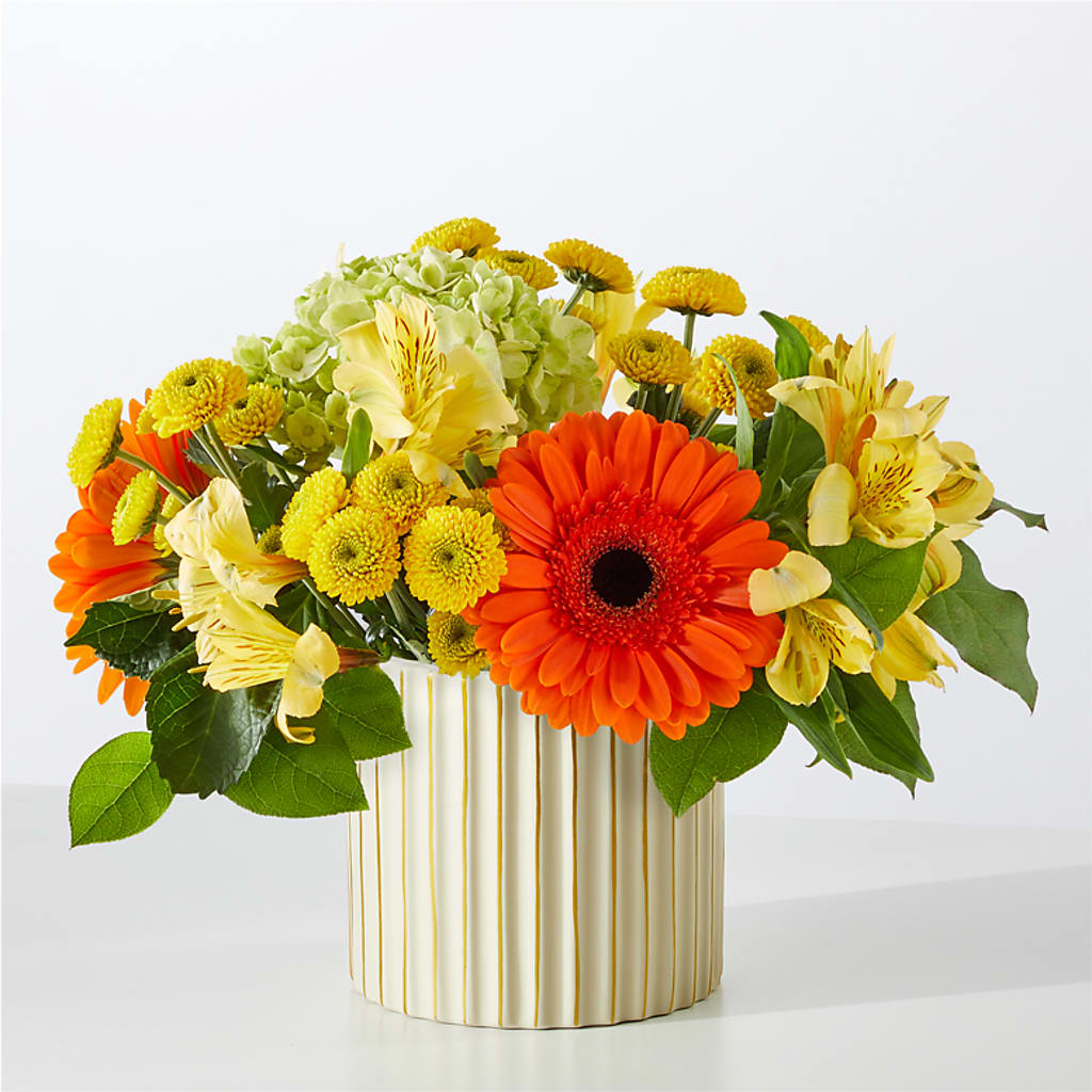 Autumn Sunshine Bouquet with Ivory Vase –  Eventos Galindo, Chicago IL